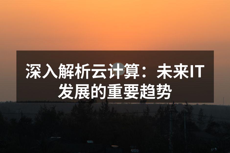 深入解析云计算：未来IT发展的重要趋势